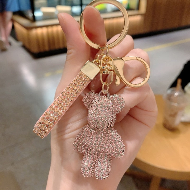 Carsine Rhinestone Bear Keychain Bag Pendant style 2