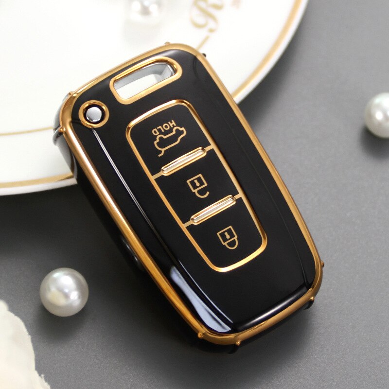 Carsine Kia Car Key Case Golden Edge Black / Key case