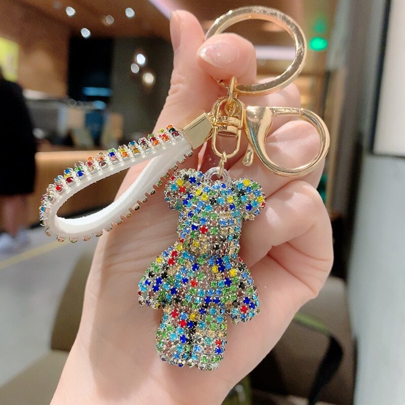 Carsine Rhinestone Bear Keychain Bag Pendant style 5