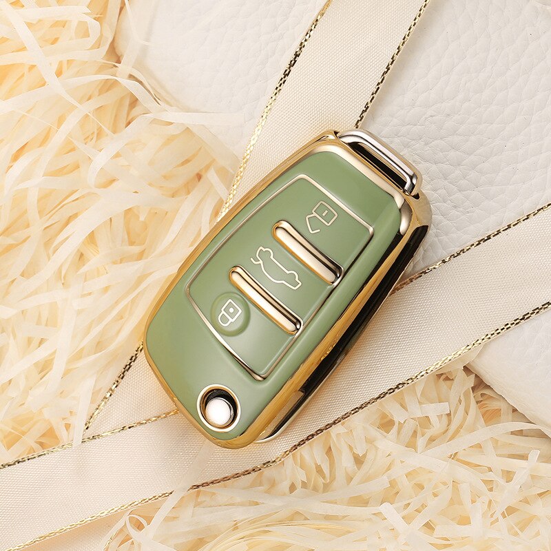 Carsine Audi Car Key Case Golden Edge Green / Key case