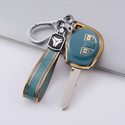 Carsine Suzuki Car Key Case Golden Edge Grey / Key case + strap