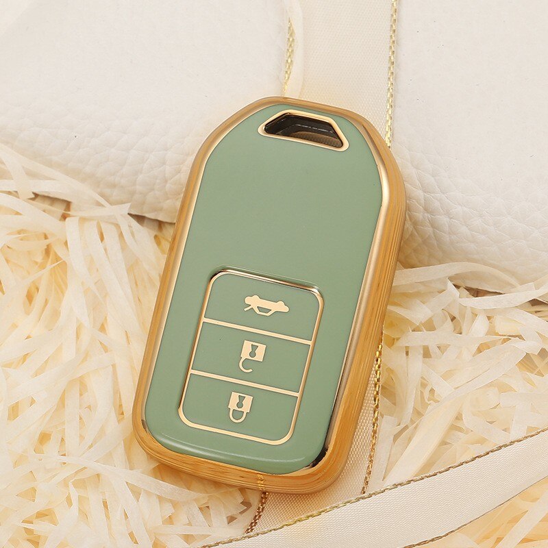 Carsine Honda Acura Car Key Case Golden Edge 3 Buttons / Green / Key case