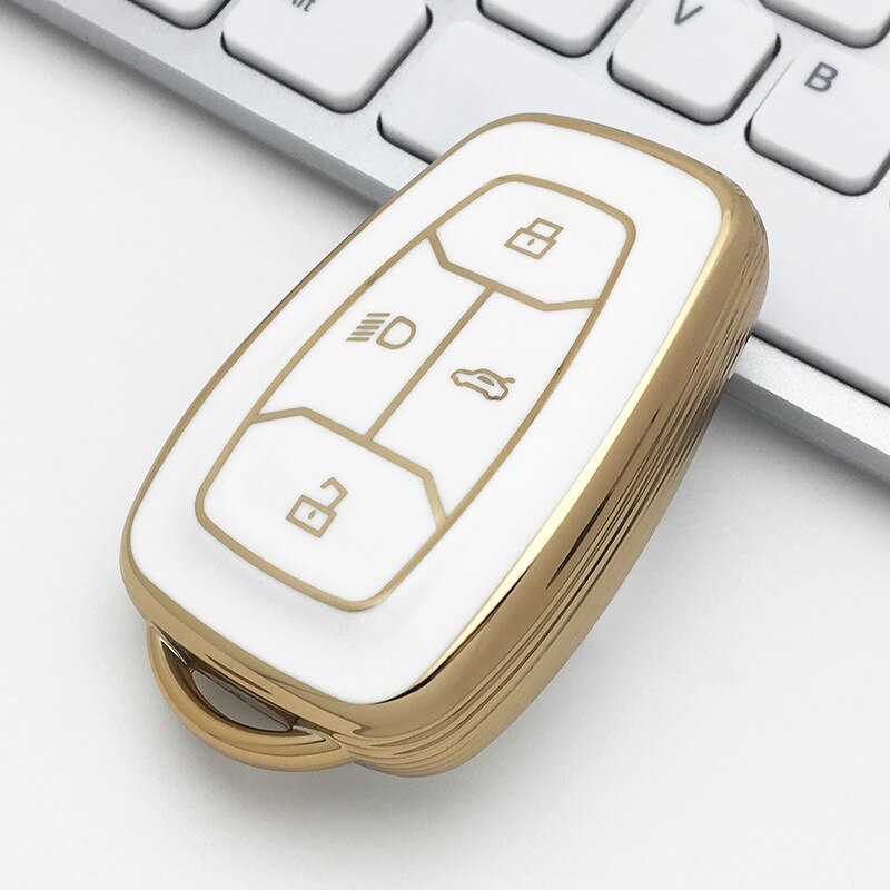 Carsine TATA Car Key Case Golden Edge white