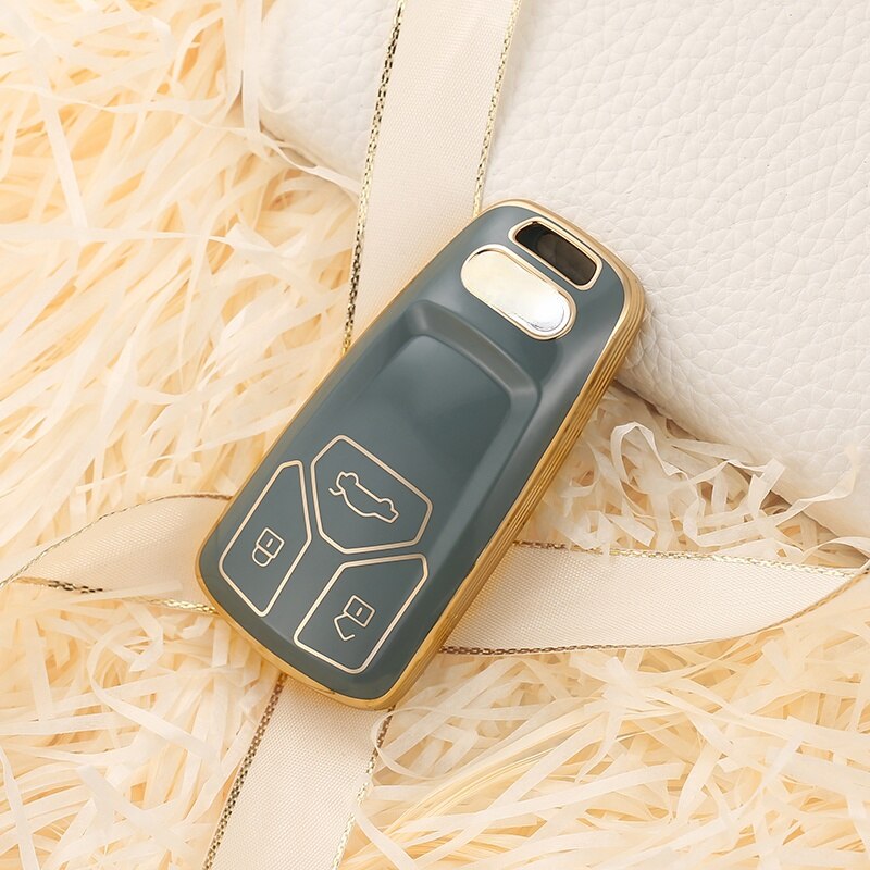 Carsine Audi Car Key Case Golden Edge Grey / Key case