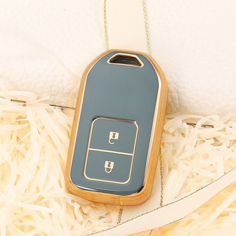 Carsine Honda Acura Car Key Case Golden Edge 2 Buttons / Grey / Key case