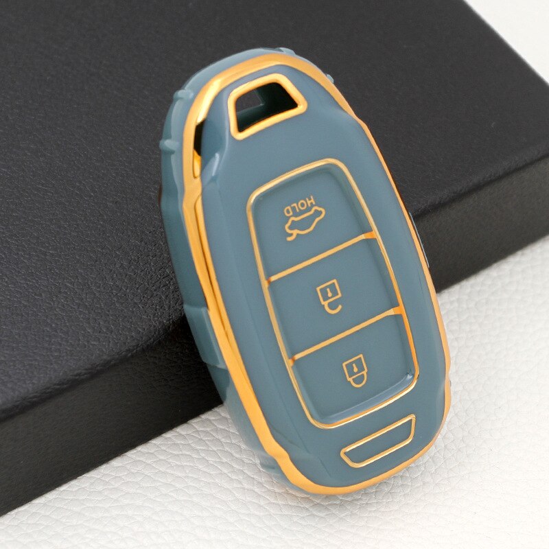 Carsine Hyundai Car Key Case Golden Edge Grey / Key case