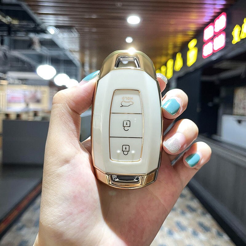 Carsine Hyundai Car Key Case Golden Edge White / Key case