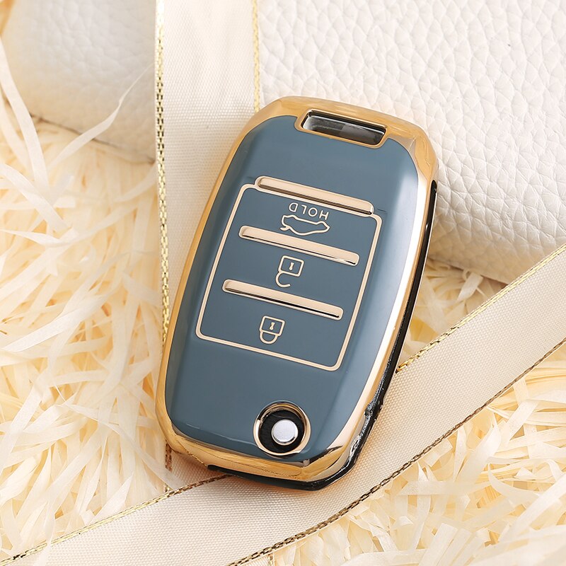 Carsine Kia Car Key Case Golden Edge Grey / Key case