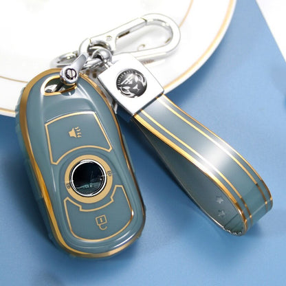 Carsine Buick Car Key Case Golden Edge Grey / Key case + strap