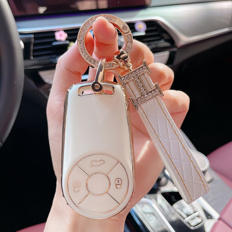 Carsine GWM Car Key Case Golden Edge White / Key case + strap