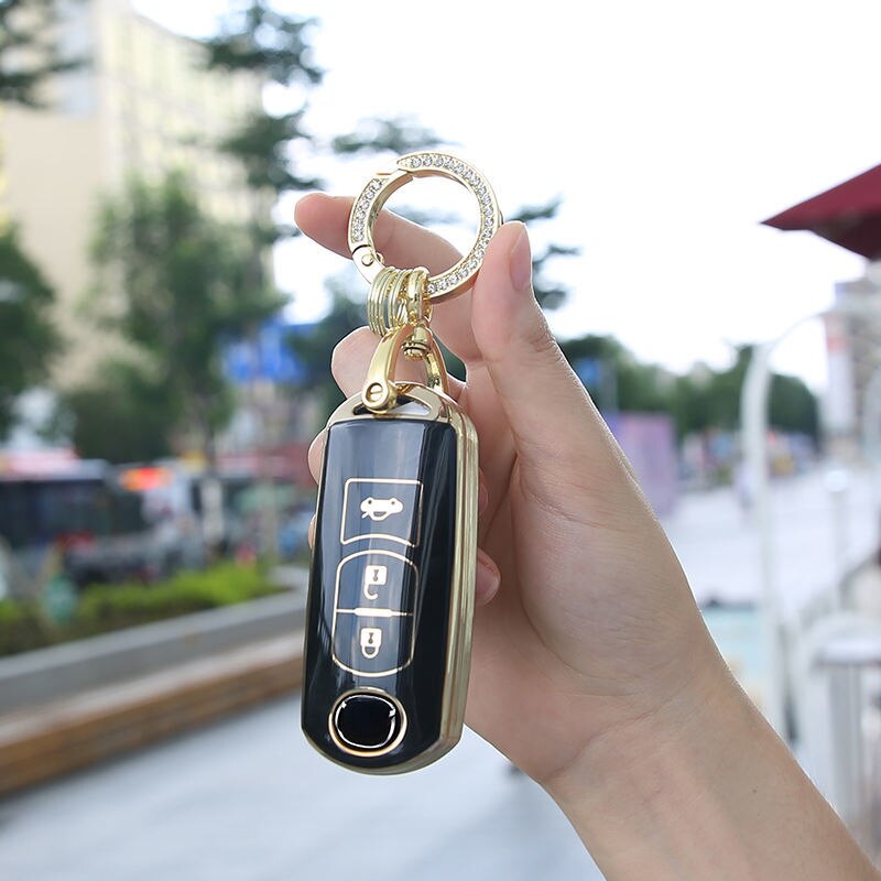 Carsine Mazda Car Key Case Golden Edge B / Black / Key case + O chain