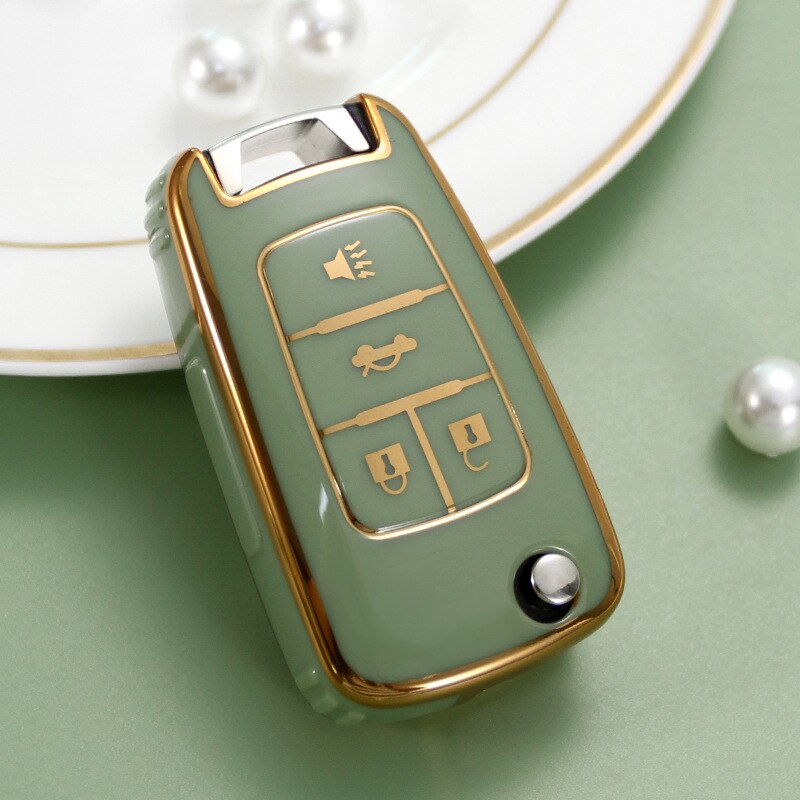 Carsine Chevrolet Buick Car Key Case Golden Edge Green / Key case