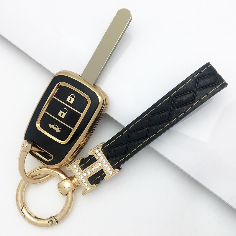 Carsine Honda Car Key Case Golden Edge