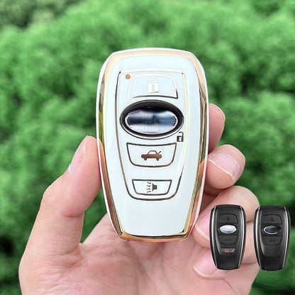 Carsine Subaru Car Key Case Golden Edge White / Key case