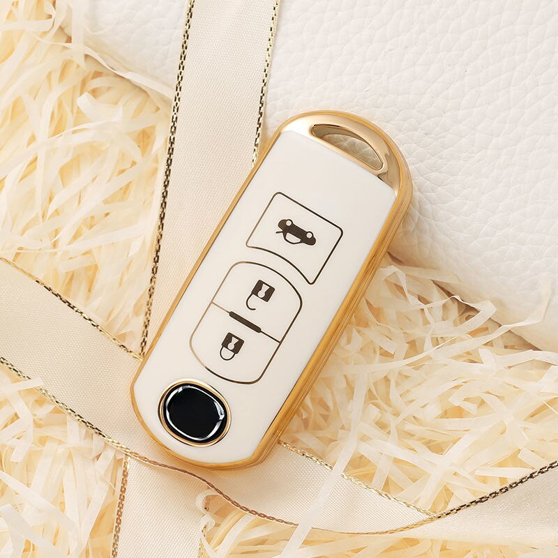 Carsine Mazda Car Key Case Golden Edge B / White / Key case