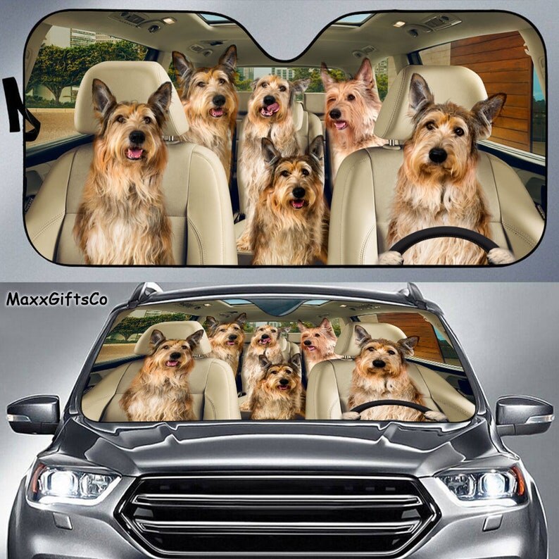 Carsine Pitbull Dog Family Car Sunshade Burgundy