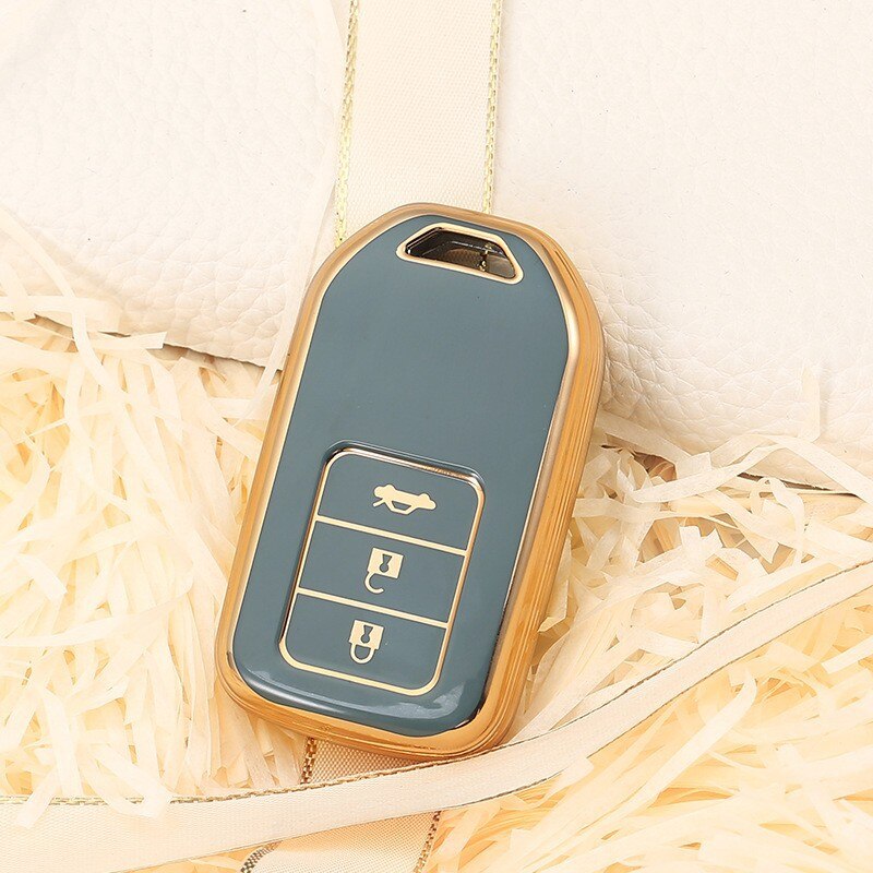 Carsine Honda Acura Car Key Case Golden Edge 3 Buttons / Grey / Key case