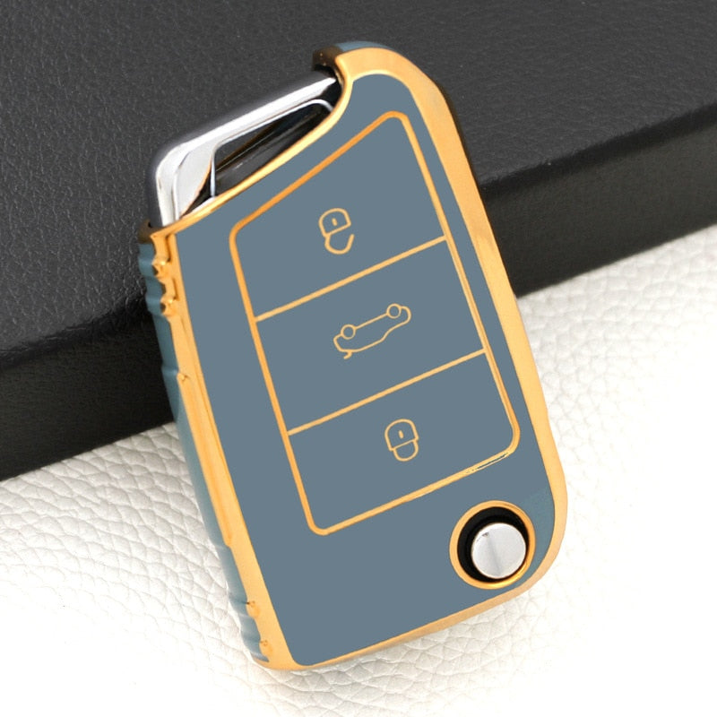 Carsine Volkswagen Car Key Case Golden Edge Grey / Key case