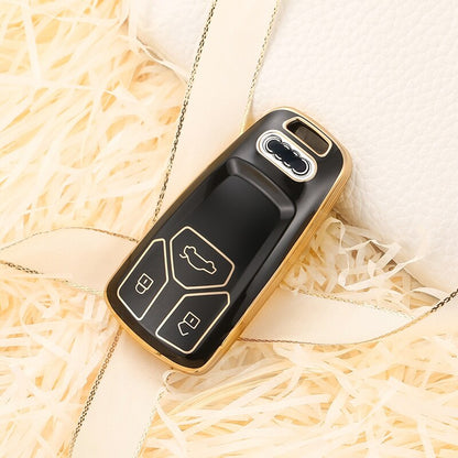 Carsine Audi Car Key Case Golden Edge Black / Key case