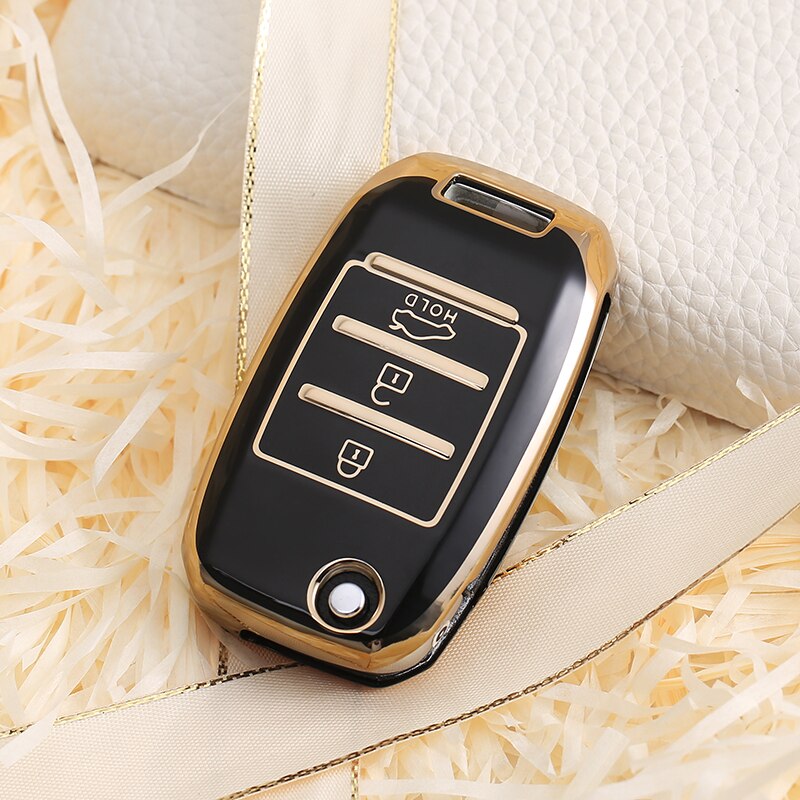 Carsine Kia Car Key Case Golden Edge Black / Key case