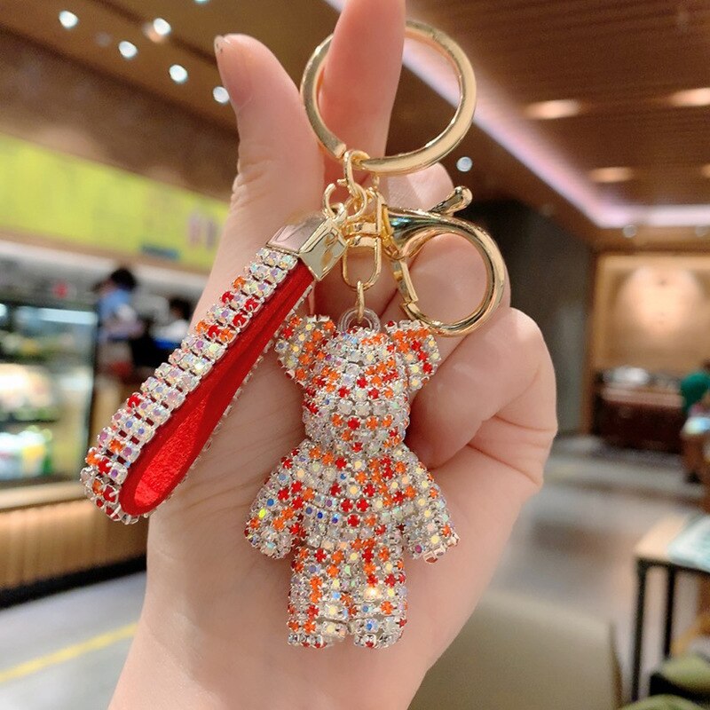 Carsine Rhinestone Bear Keychain Bag Pendant style 9