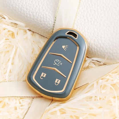 Carsine Cadillac Car Key Case Golden Edge 4 Buttons / Grey / Key case