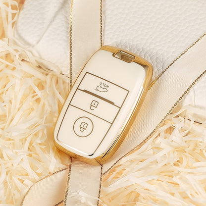 Carsine Kia Car Key Case Golden Edge Gold / White / Key case