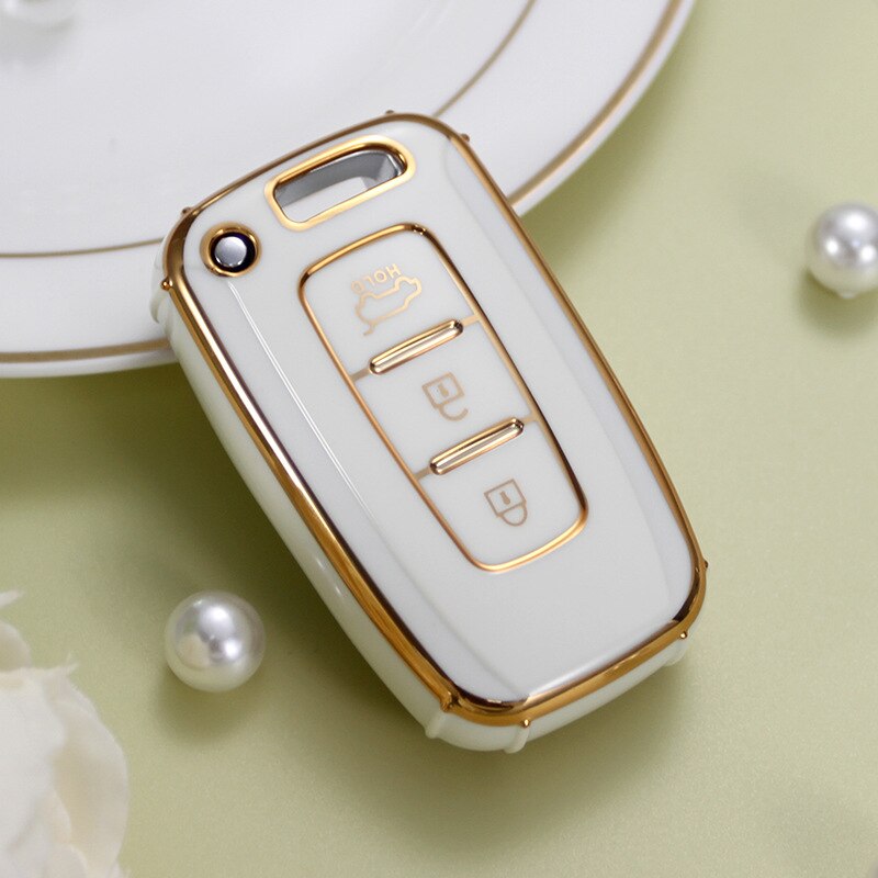 Carsine Kia Car Key Case Golden Edge White / Key case