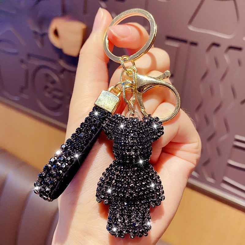 Carsine Rhinestone Bear Keychain Bag Pendant