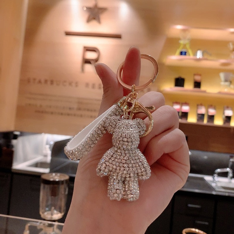 Carsine Rhinestone Bear Keychain Bag Pendant style 1