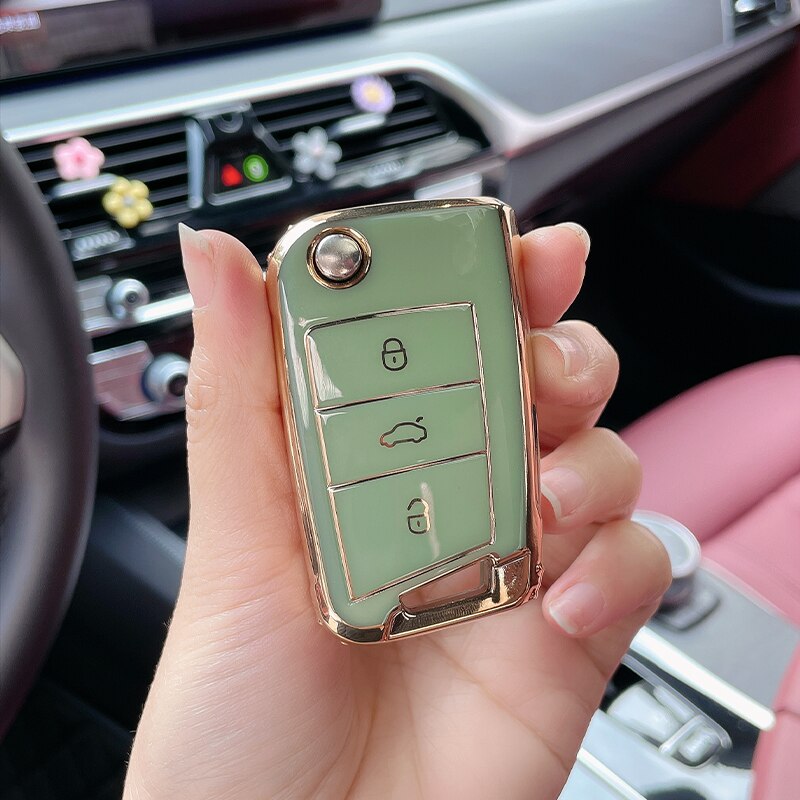 Carsine Volkswagen Car Key Case Golden Edge B / Green / Key case