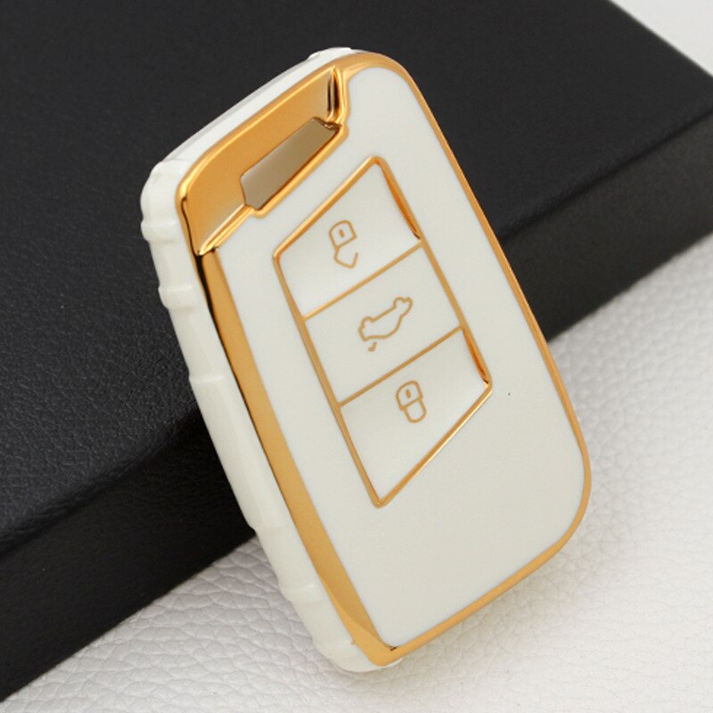 Carsine Volkswagen Car Key Case Golden Edge White / Key case