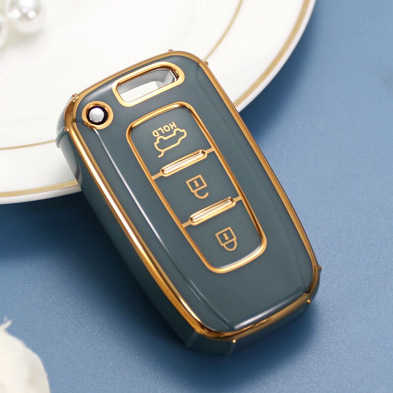 Carsine Kia Car Key Case Golden Edge Grey / Key case