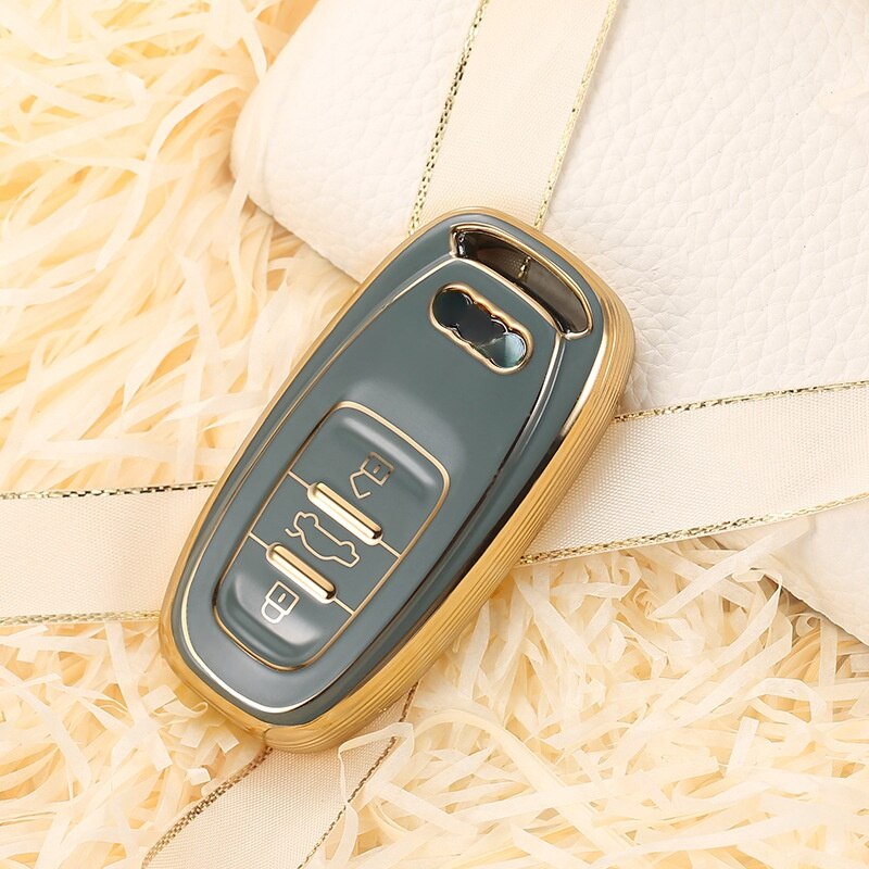 Carsine Audi Car Key Case Golden Edge Grey / Key case