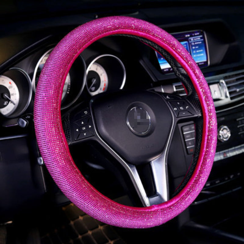 Carsine Rhinestone Steering Wheel Cover Pink / 14.96 in / 38cm