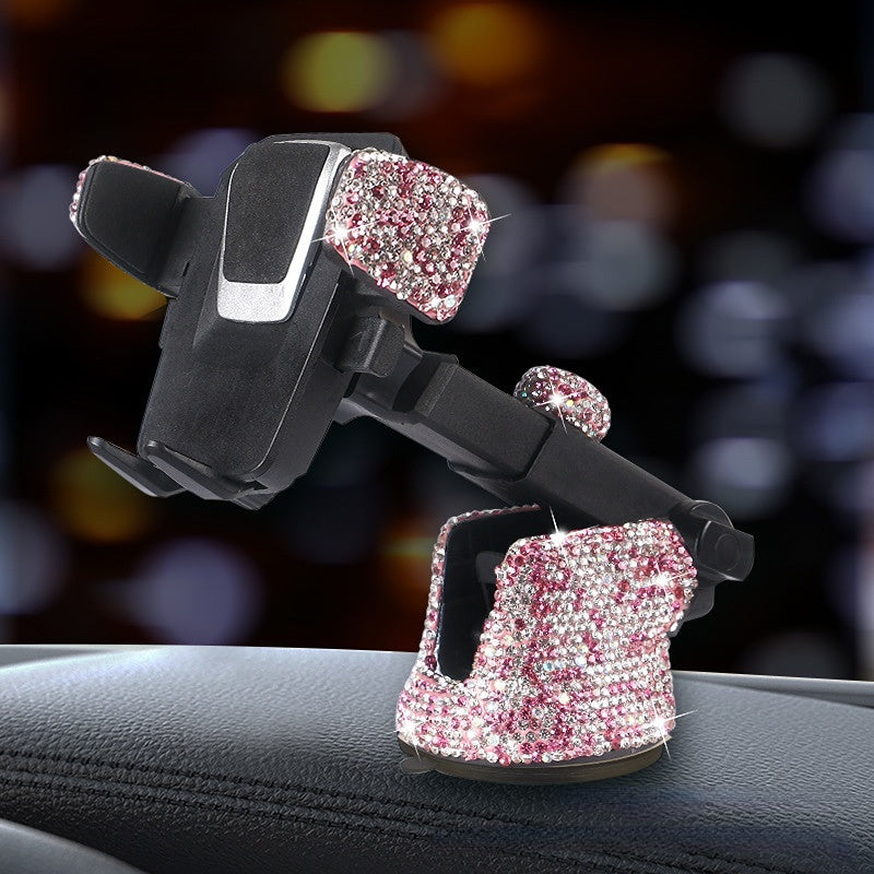 Carsine Rhinestone Car Phone Holder Scalable Pink