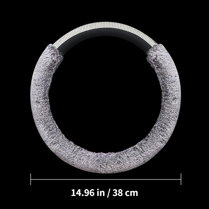 Carsine Rhinestone Plush Steering Wheel Cover