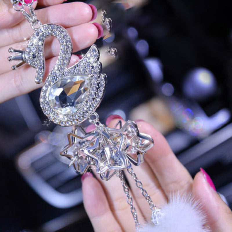 Carsine Car rearview mirror pendant crystal swan