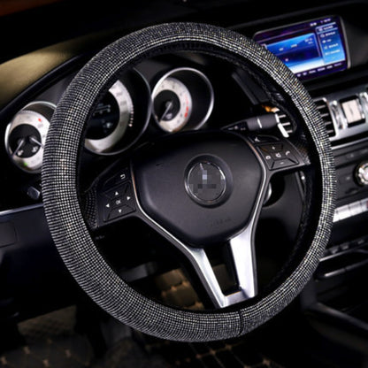 Carsine Rhinestone Steering Wheel Cover Black / 14.96 in / 38cm