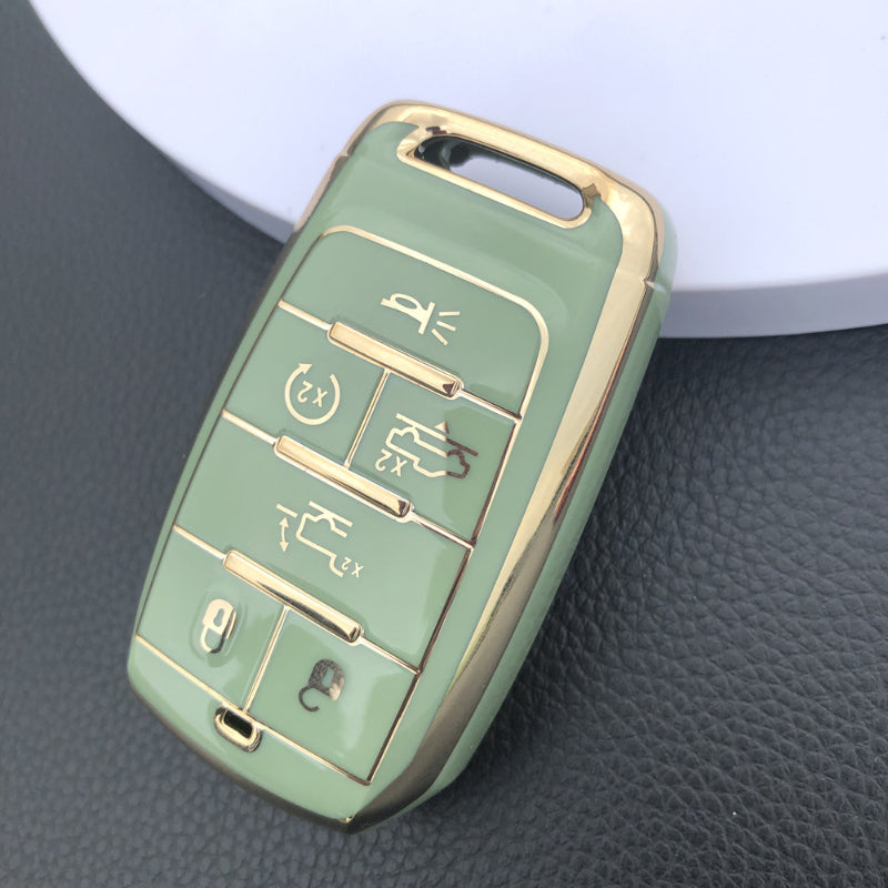 Carsine Jeep Dodge Chrysler Car Key Case Golden Edge