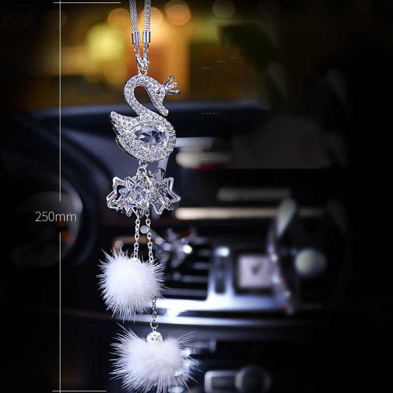 Carsine Car rearview mirror pendant crystal swan