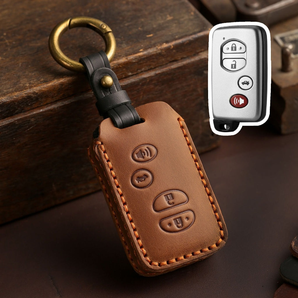 Carsine Toyota Camry Highlander Crown Leather Car Key Cover 3,4 Button Brown / 4 Button