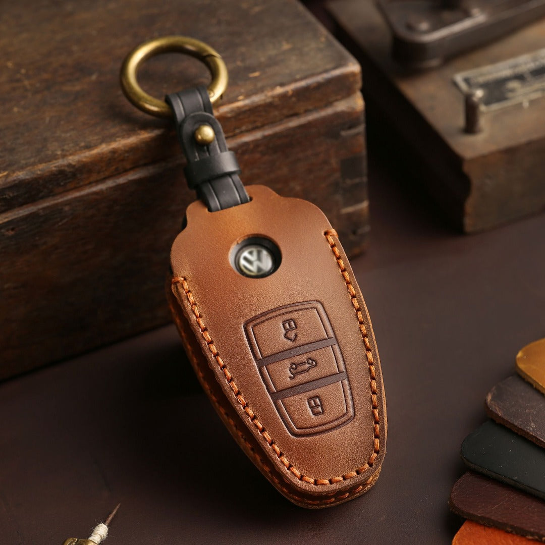 Volkswagen Touareg Leather Car Key Cover 3 Button