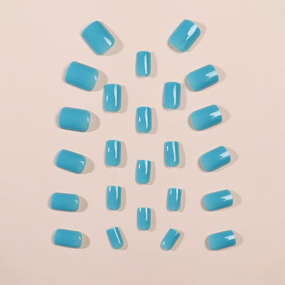 Carsine 24 Pcs Blue Acrylic Fake Nails Press On