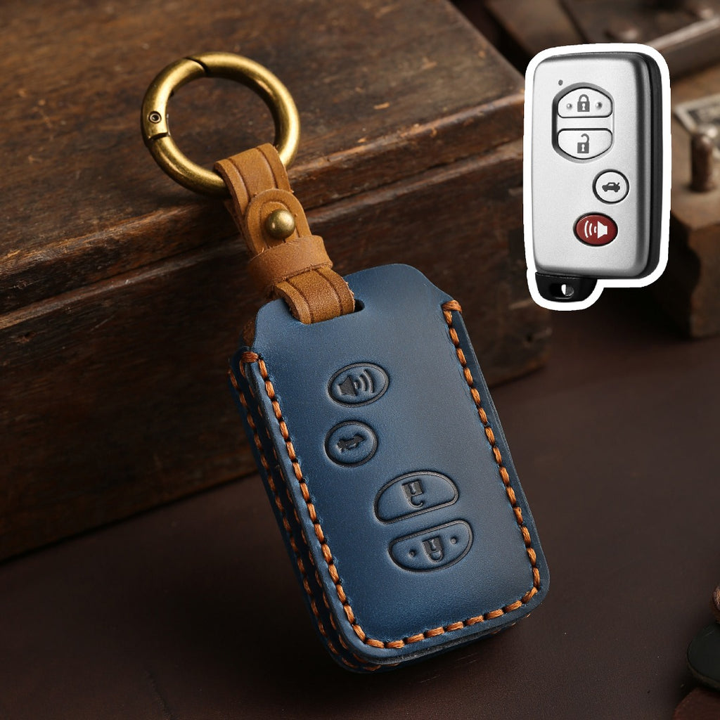Carsine Toyota Camry Highlander Crown Leather Car Key Cover 3,4 Button Blue / 4 Button