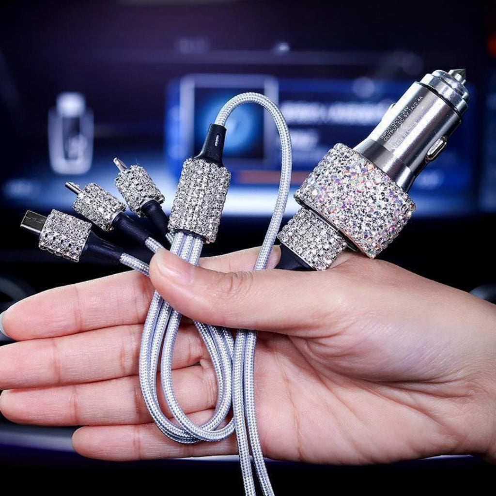Car Rhinestone Charging Set