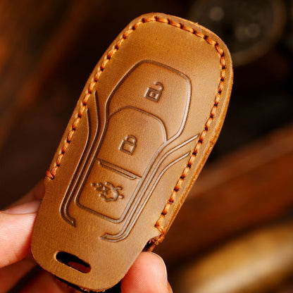 Ford Escort Mondeo EcoSport Edge Mustang Explorer Leather Car Key Cover 3,4,5 Button