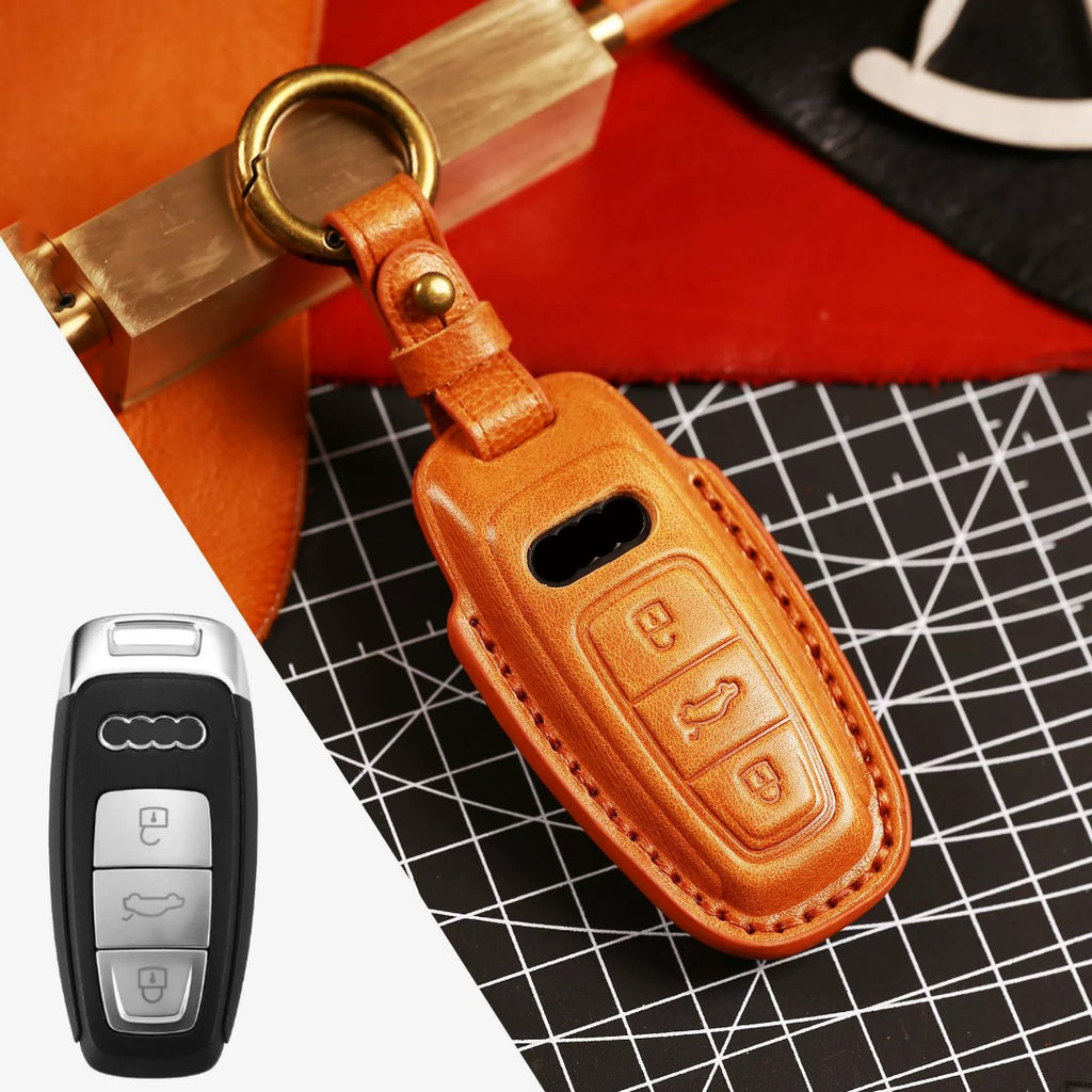 Premium Audi Leather Car Key Cover - Luxury Protection & Custom Fit for Audi Keys