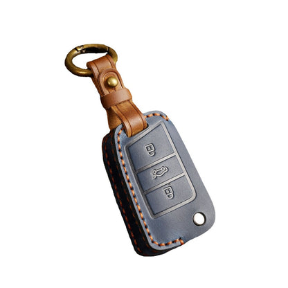 Volkswagen Magotan Lavida Folding Leather Car Key Cover 3 Button