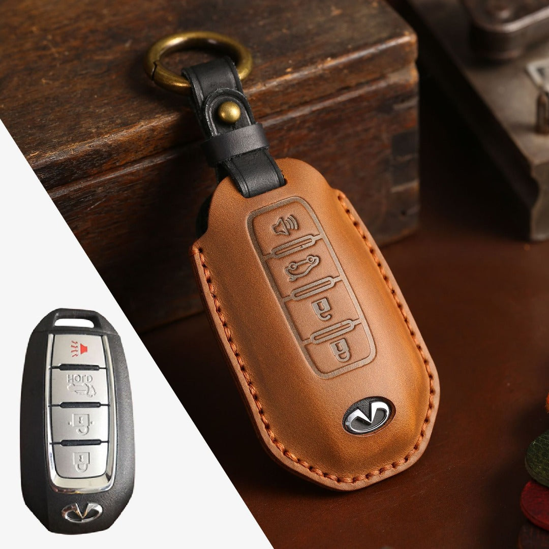 Infiniti Leather Car Key Cover 3,4 Button